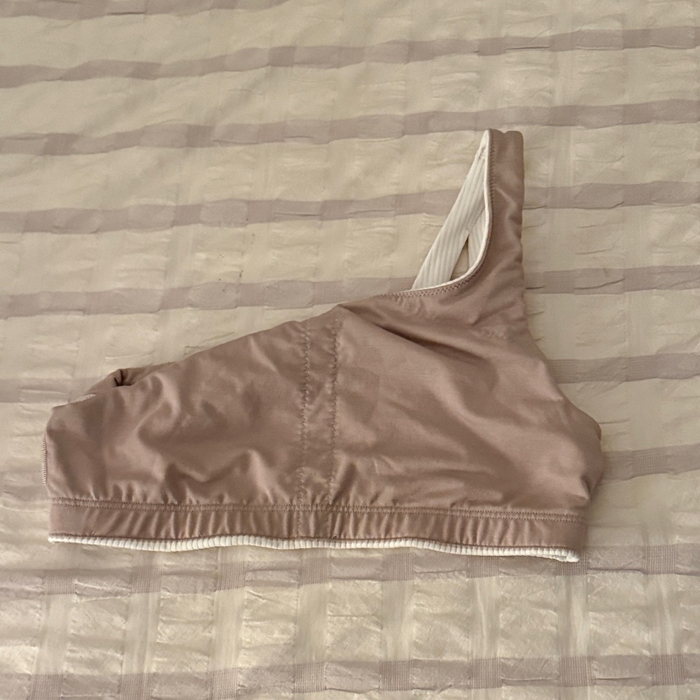 White Ribbed One-Shoulder Top - Picture 3 of 4
